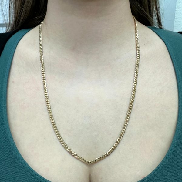 4.1mm Cuban Link Chain 27 Length 14K Gold worn