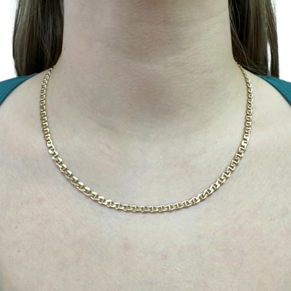 4.4mm Mariner Link Chain, 20.5 Length 14K Gold worn