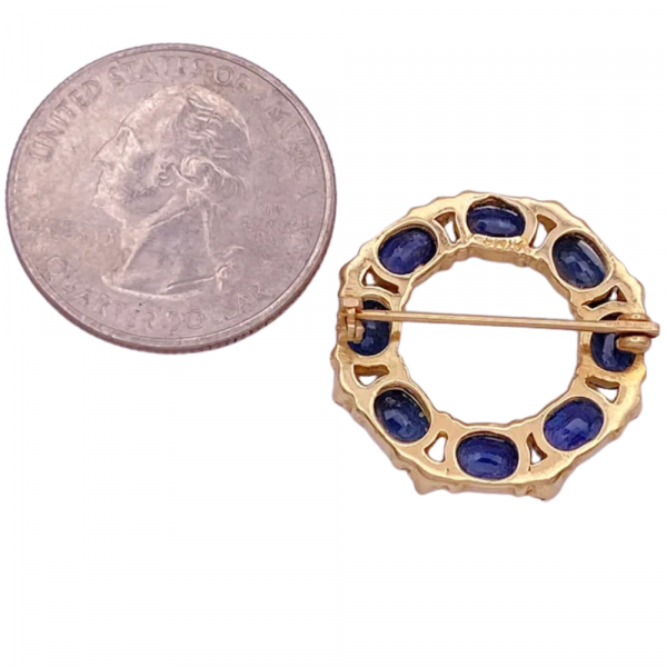 5.28ctw Sapphire Circle Brooch Pin 14K (2)