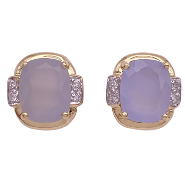 6.34ctw Cushion Chalcedony Omega Stud Earring 14K (2)