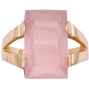 6.42ct Rose Quartz Solitaire Ring 14K Gold