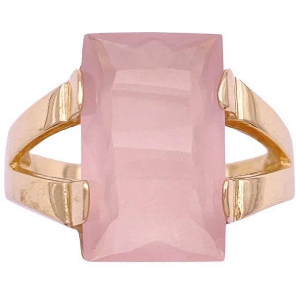 6.42ct Rose Quartz Solitaire Ring 14K Gold