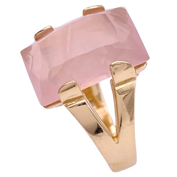 6.42ct Rose Quartz Solitaire Ring 14K Gold side