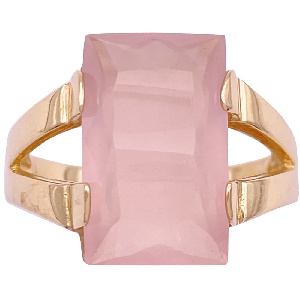 6.42ct Rose Quartz Solitaire Ring 14K Gold