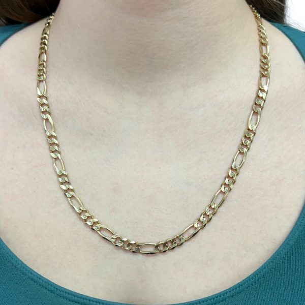 6.8mm Figaro Chain 14K Gold 24.5 Length 46.4 Grams worn
