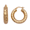 Diamond Cut Textured Detail Hoop Earring 18K (2)