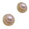 Diamond Halo Cultured Pearl Stud Earrings 18K (1)