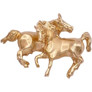 Double Horse Pendant 14K Yellow Gold
