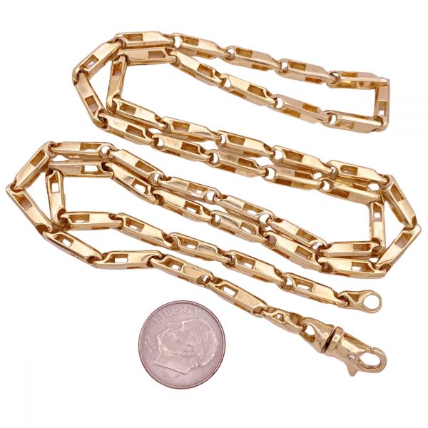 Geometric Link Chain Necklace 14K Gold 27 Length size