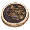 Japanese Shakudo Rooster Ring Meiji Period 14K Gold detail