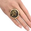 Japanese Shakudo Rooster Ring Meiji Period 14K Gold worn