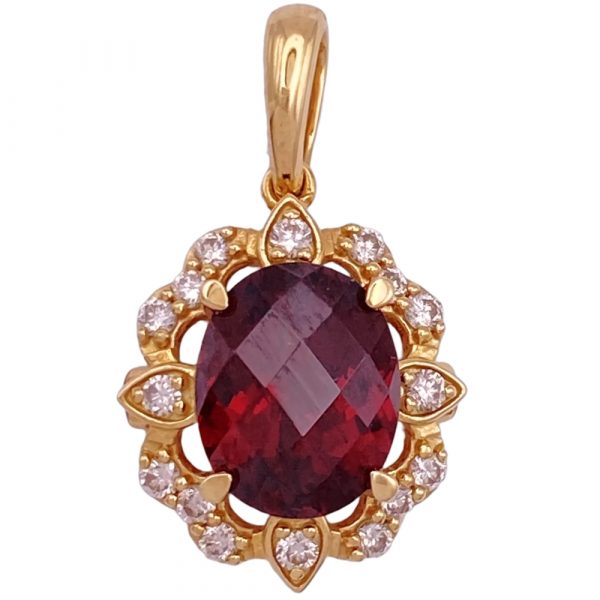 Le Vian 3.82ctw Garnet and Diamond Pendant 14K