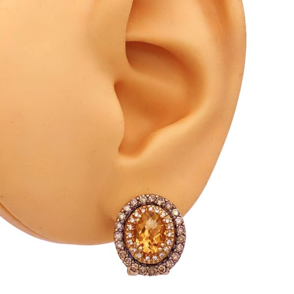 Le Vian Citrine, Chocolate & Vanilla Diamond Earrings 14K worn