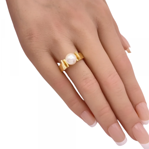 Modernist Pearl Solitaire Ring 14K (3)