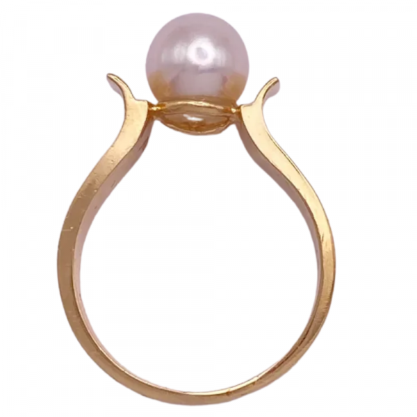 Modernist Pearl Solitaire Ring 14K
