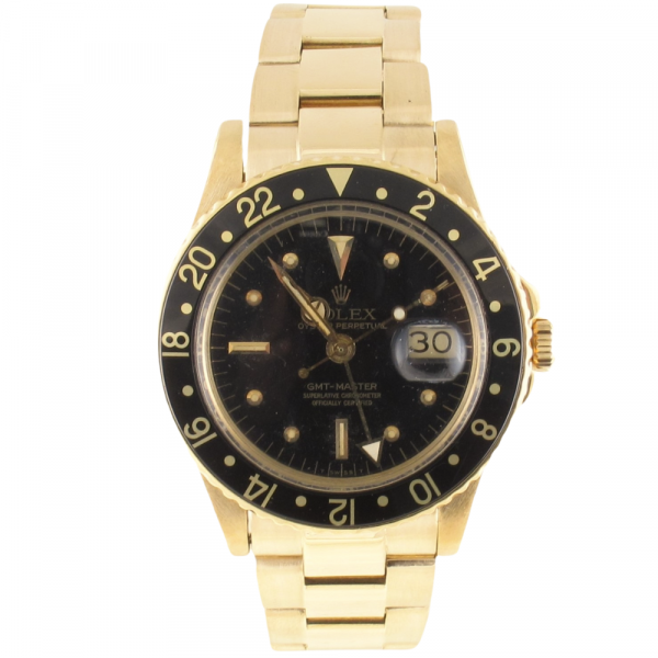Pre-Owned Rolex 40MM GMT Master (1978) Yellow Gold Model 1675 Front