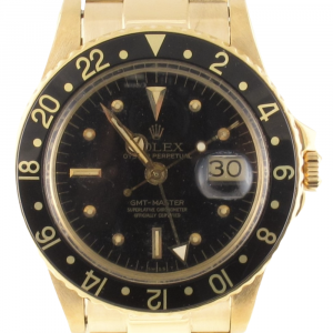 Pre-Owned Rolex 40MM GMT Master (1978) Yellow Gold Model 1675 Front Close