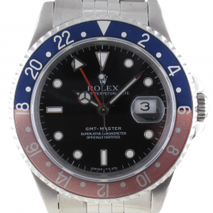 Pre-Owned Rolex 40MM GMT Master (1993) Stainless Steel Model 16700 Front Close