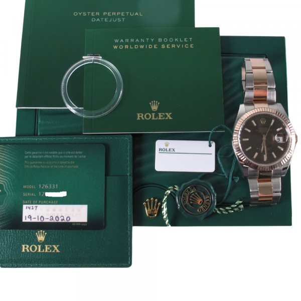Pre-owned Rolex 41MM Rose Gold And Stainless Steel Datejust (2020) Model 126331 b and p