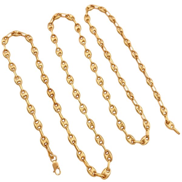 Puff Gucci Link Chain Necklace 18K Gold 24 Inch Length 14.8 Grams