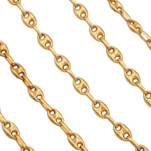 Puff Gucci Link Chain Necklace 18K Gold 24 Inch Length 14.8 Grams close up