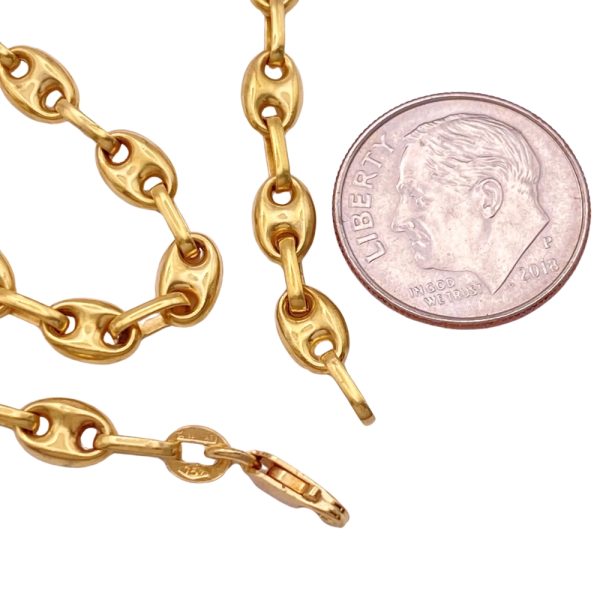 Puff Gucci Link Chain Necklace 18K Gold 24 Inch Length 14.8 Grams size