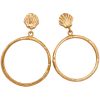Sea Shell Door-Knocker Hoop Earrings 18K