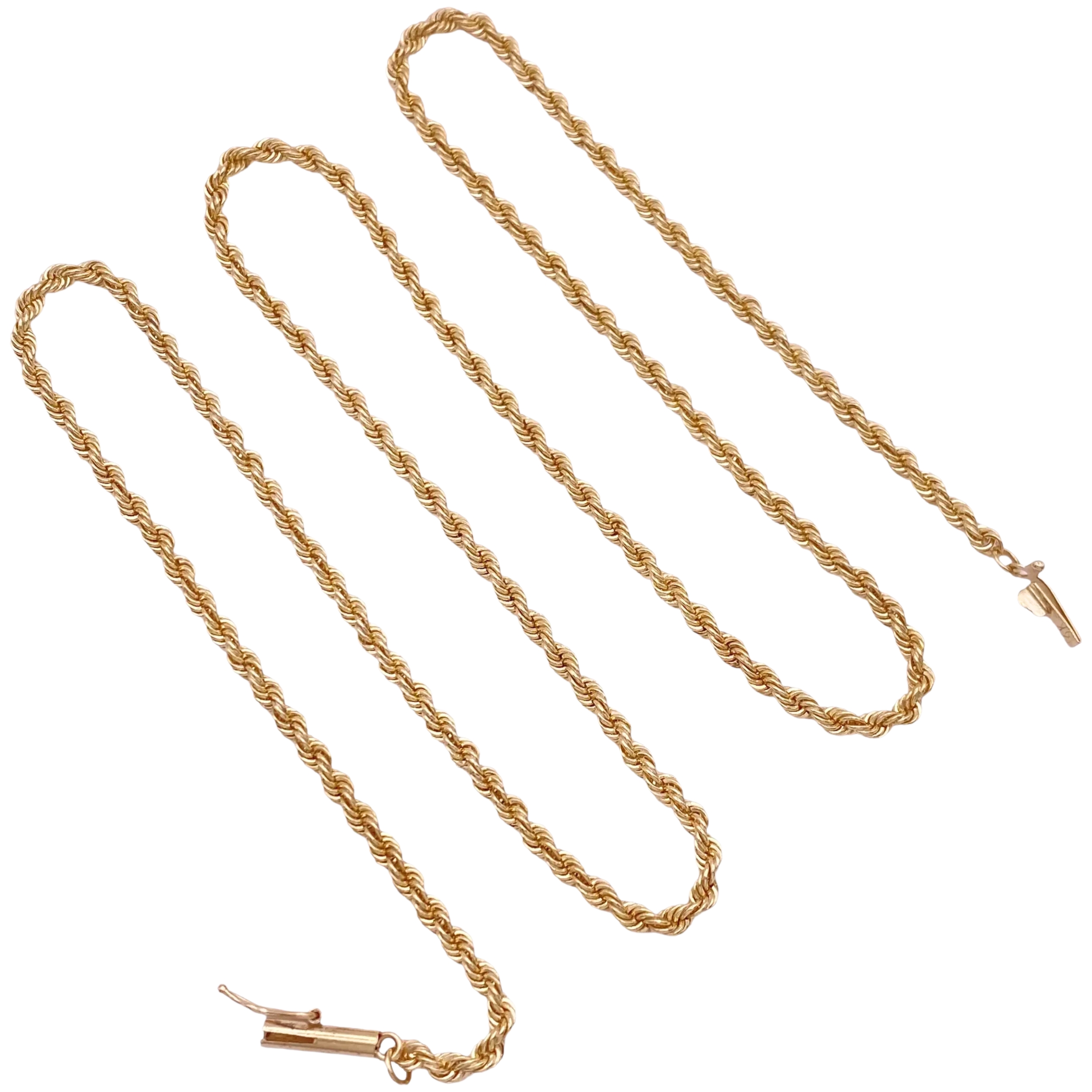Solid Rope Link Necklace 14K Gold 20″ Length
