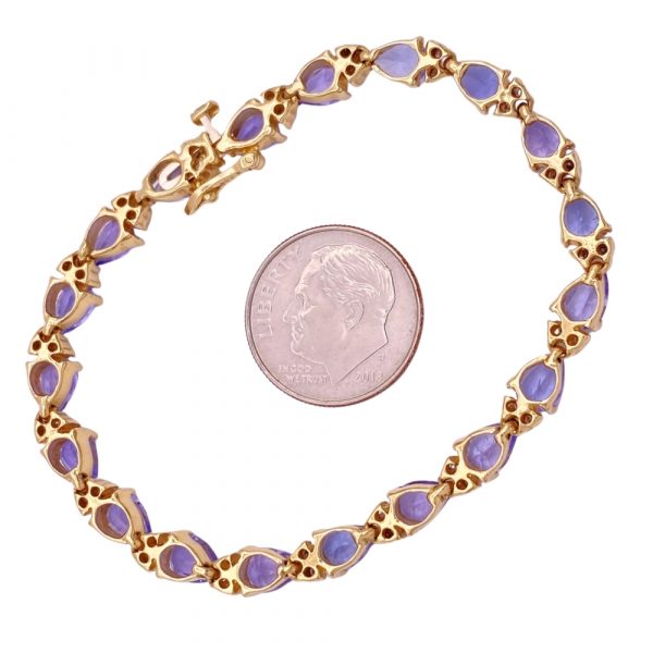 Tanzanite and Diamond Bracelet 14K Gold 7.98 Carat TGW, 6.25 Inch Length back size