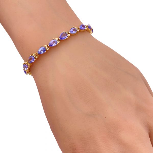 Tanzanite and Diamond Bracelet 14K Gold 7.98 Carat TGW, 6.25 Inch Length worn