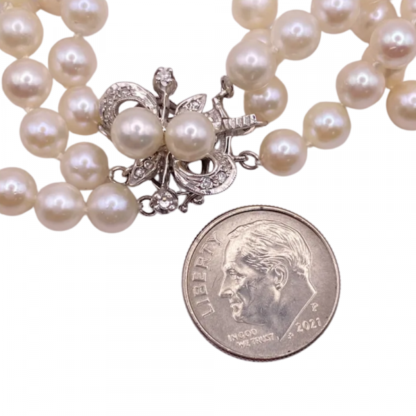 Triple Strand Cultured Pearl Necklace 14K (1)