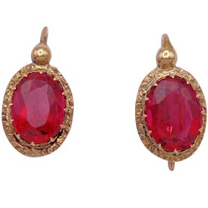 Victorian 3.20ctw Rubellite Tourmaline Drop Earrings 14K