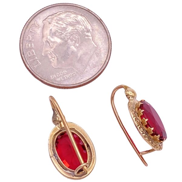 Victorian 3.20ctw Rubellite Tourmaline Drop Earrings 14K size