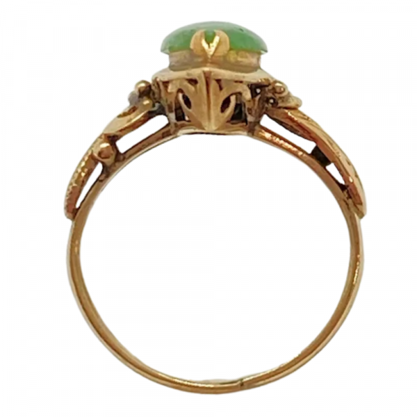 Victorian Green Jade Navette Ring 14K (3)