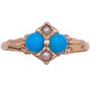 Victorian Persian Turquoise & Seed Pearl Ring 14K Gold