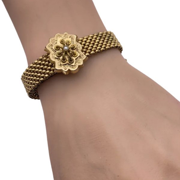 Victorian Seed Pearl Slide Bracelet Gold Filled (2)