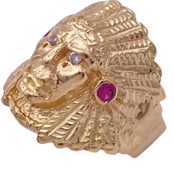 Vintage Indian Chief Men's Ring 14K (1)