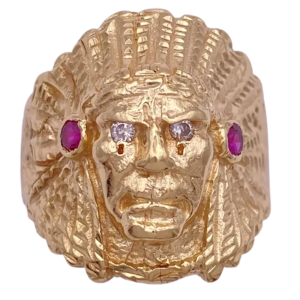 Vintage Indian Chief Men's Ring 14K (2)