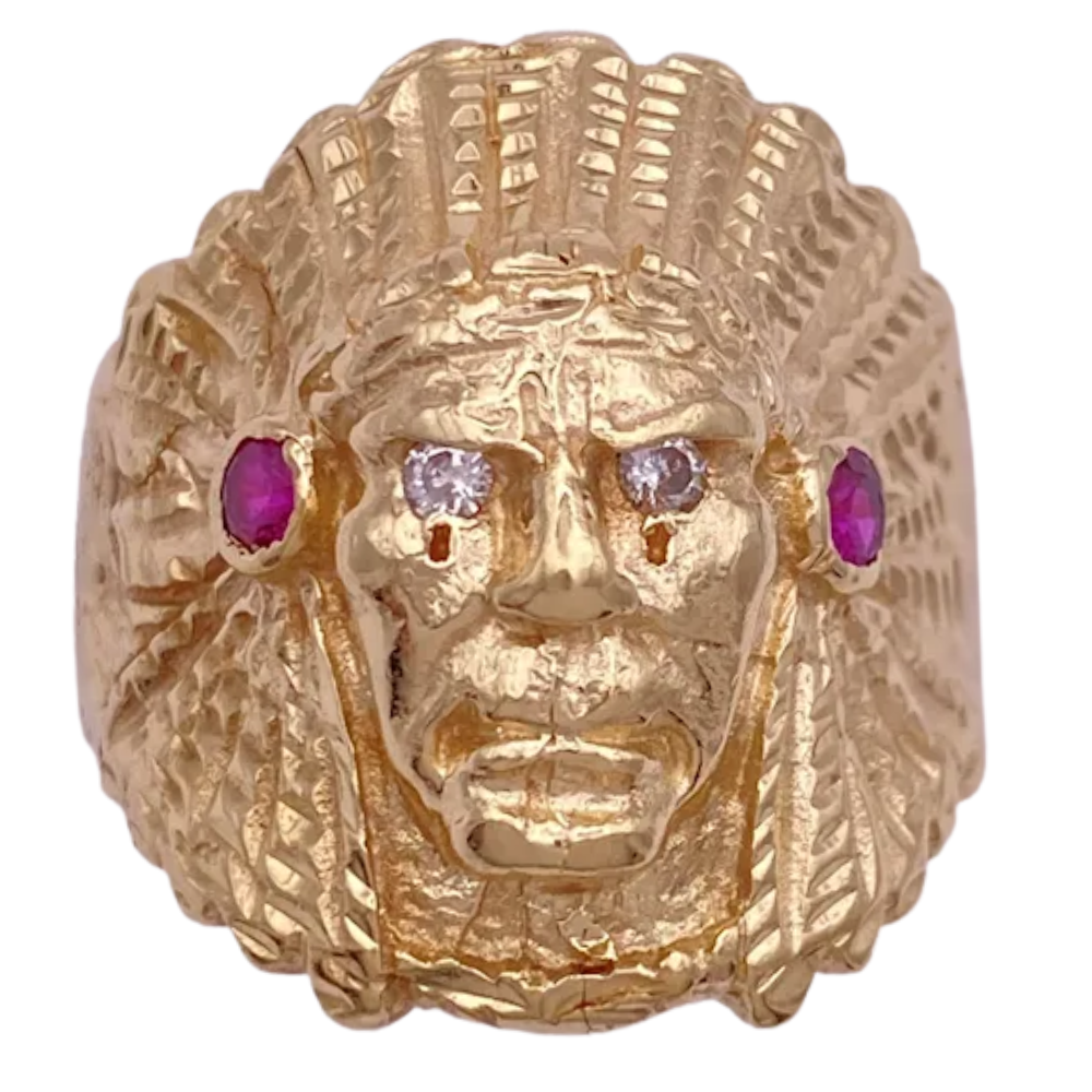 Vintage Indian Chief Men’s Ring 14K