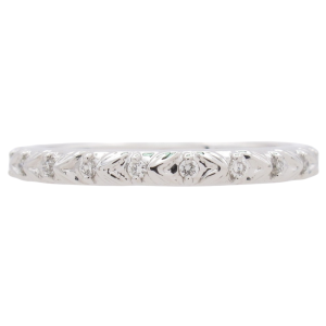 0.10ctw Diamond Textured Band Ring 14K White Gold