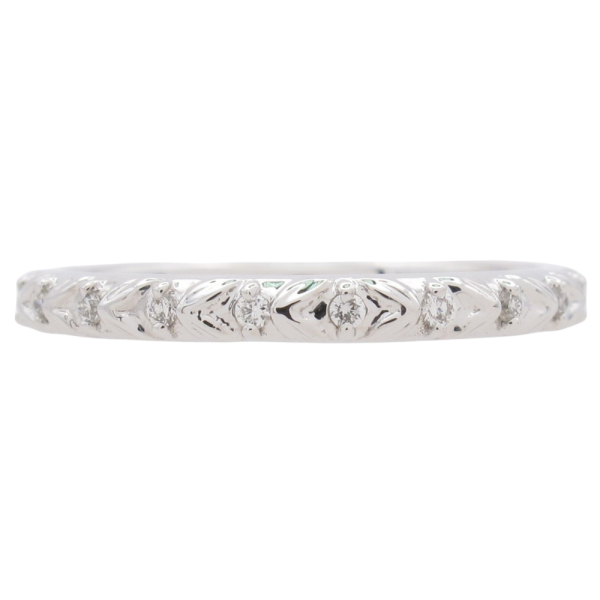 0.10ctw Diamond Textured Band Ring 14K White Gold