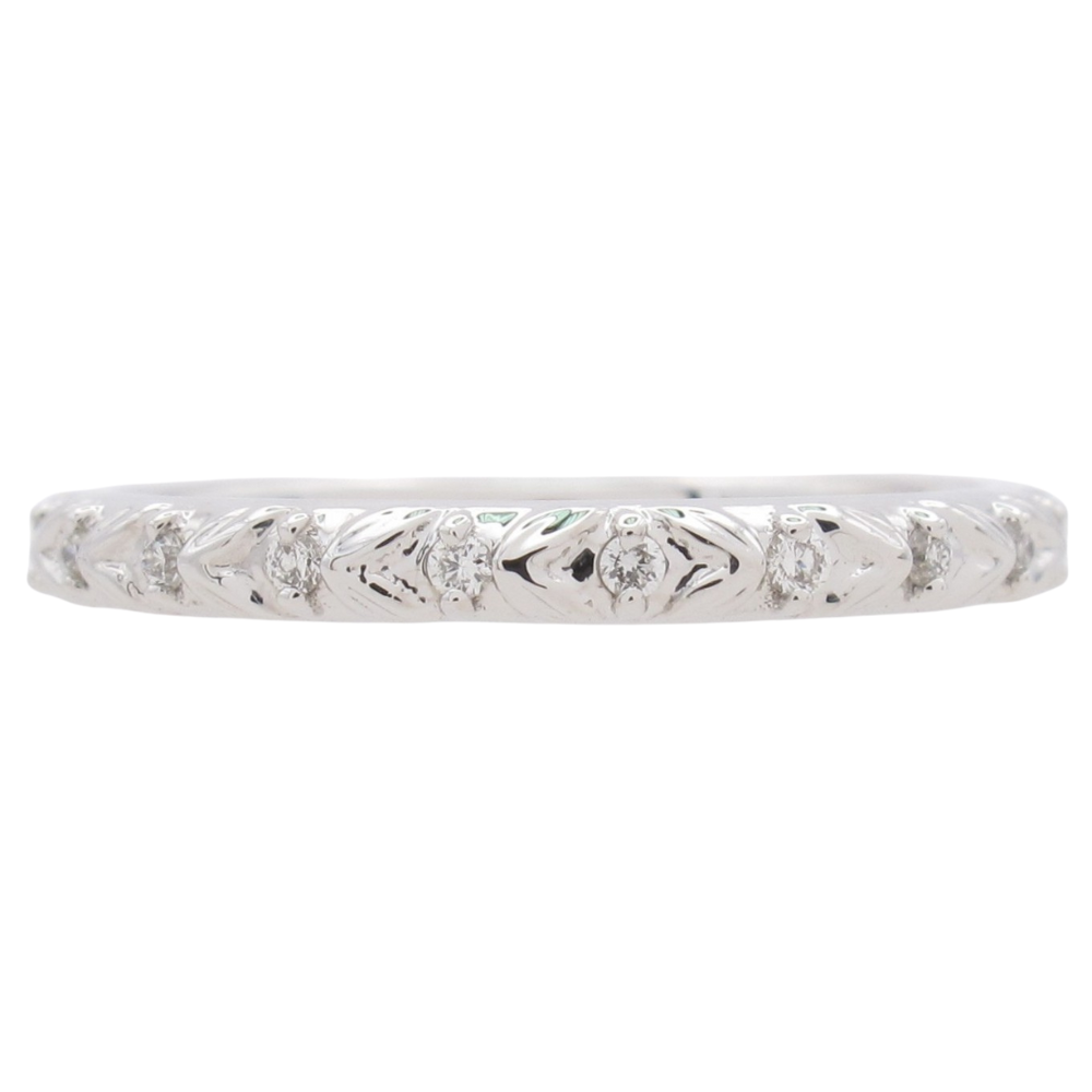 0.10ctw Textured Diamond Band Ring 14K White Gold