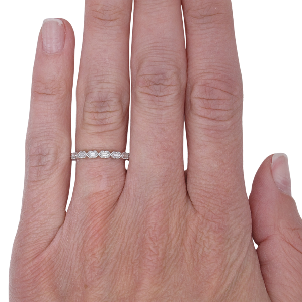 0.12ctw Diamond Baguette Band Ring 14K Gold worn