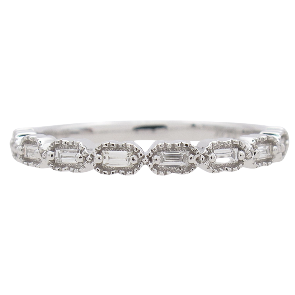 0.12ctw Baguette Diamond Band Ring 14K White Gold