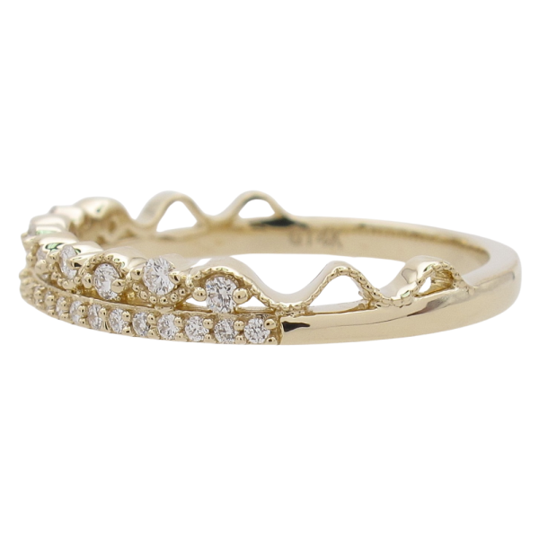 0.16ctw Diamond Double Band Ring 14K Gold side