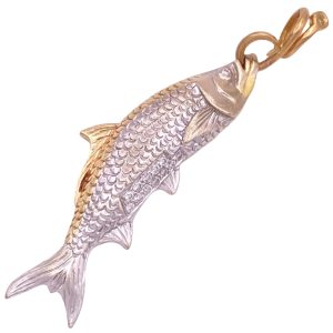 0.26ctw Diamond Tarpon Sport Fish Pendant 14K Gold