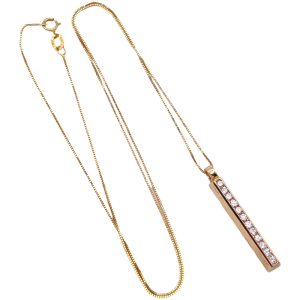 0.30ctw Diamond Minimalist Bar Necklace 14K Gold full