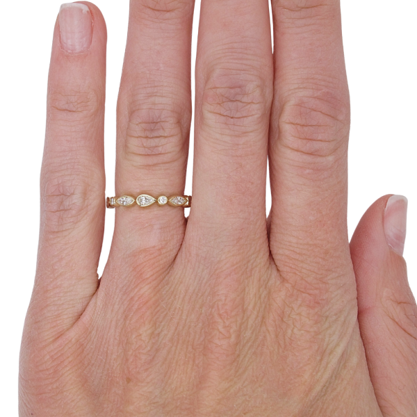 0.31ctw Fancy Diamond Band Ring 14K Gold worn