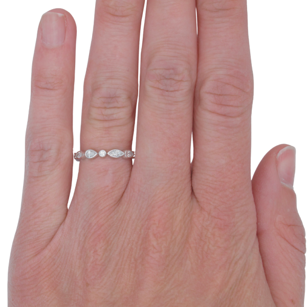 0.31ctw Fancy Diamond Bezel Band Ring 14K Gold worn