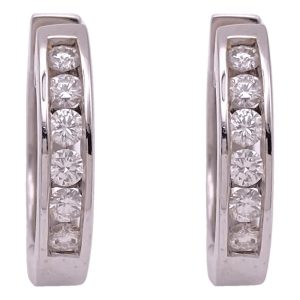 0.36ctw Diamond Hoop Earrings 14K White Gold front